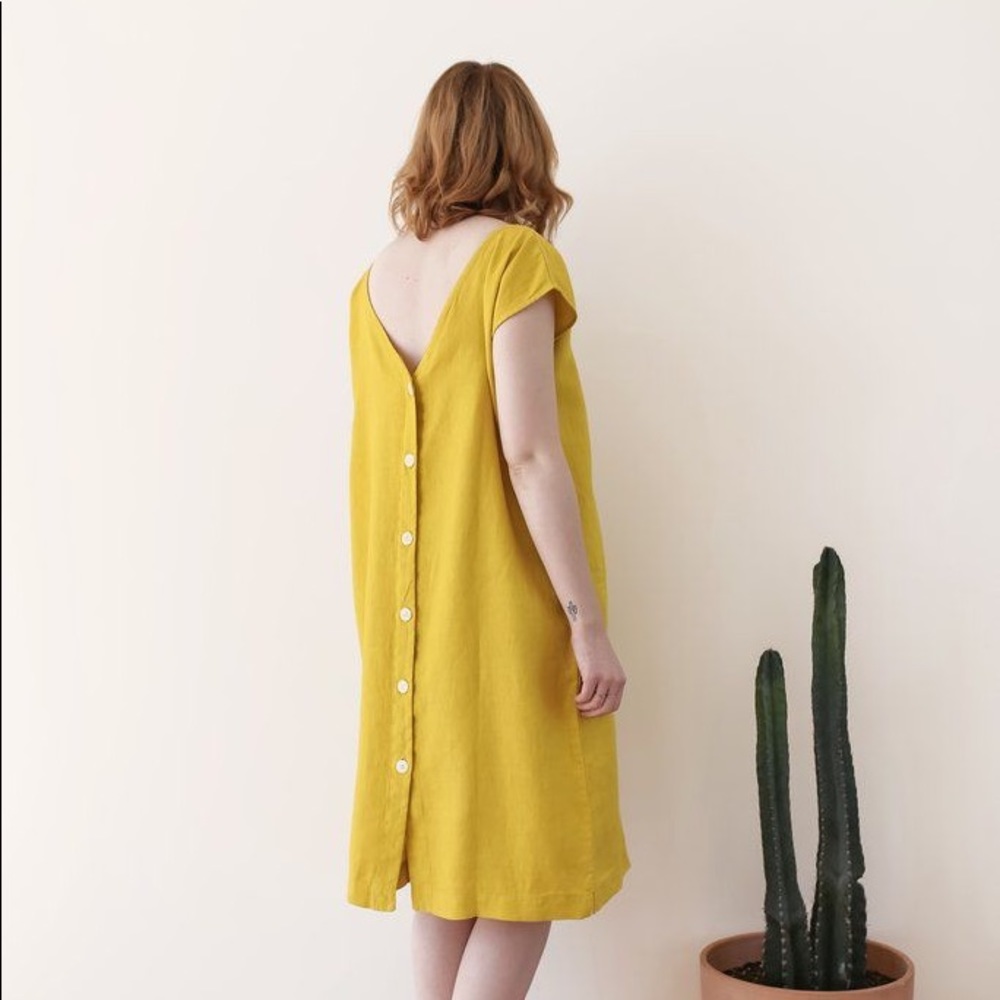 Esby Apparel yellow linen dress